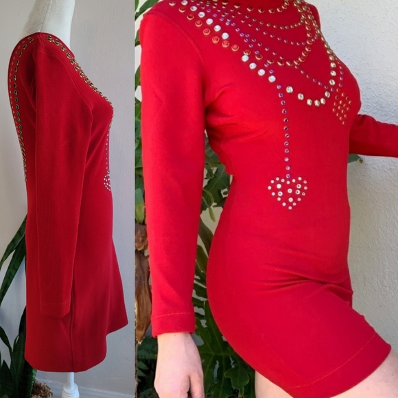 VTG 80s Tadashi Bejeweled Bodycon Dress - Picture 6 of 16
